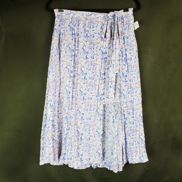 Free People Dresses & Skirts - FREE PEOPLE Blue Tan Wrap Love Train Skirt 10